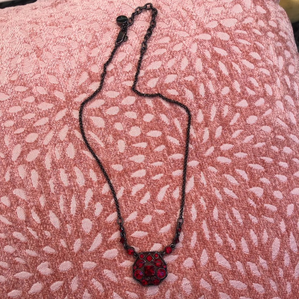 Givenchy Ruby Red Rhinestone Necklace - image 1